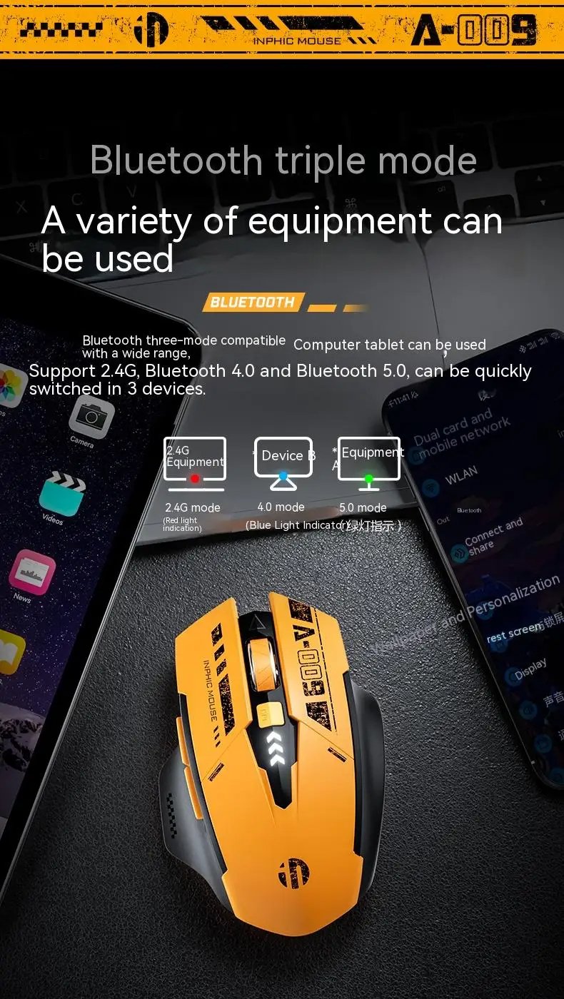 MSL 2.4G Bluetooth Rechargeable A9 Wireless Silent Mouse for PC and Office