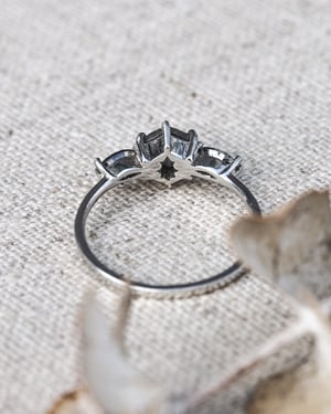 Image of Platinum natural pale grey hexagonal diamond trilogy ring (LON231)