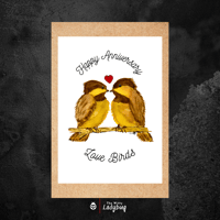 Image 1 of Happy Anniversary Love Birds Greeting Card