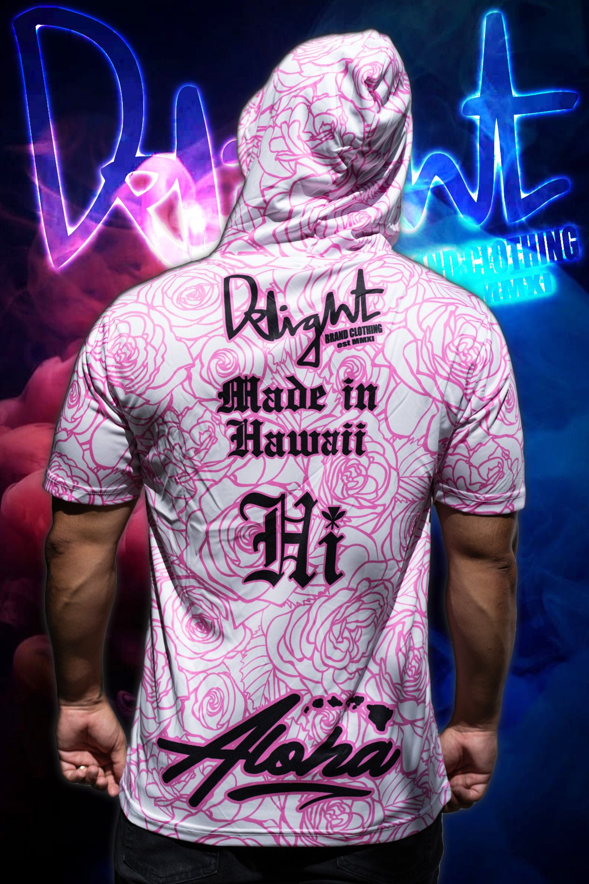 (Hooded) Aloha Islands - Pink/White Rose Jersey