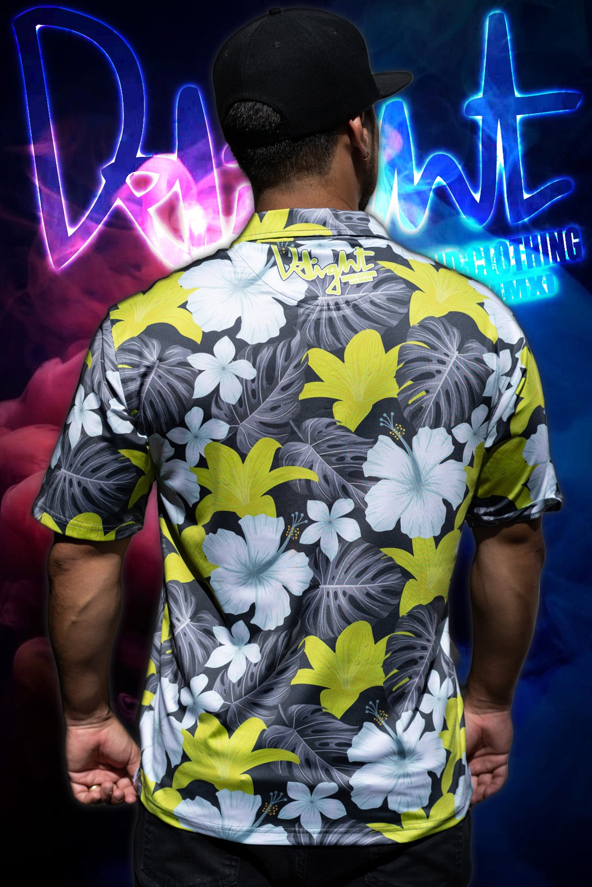 Aloha Islands - Summer Floral Neon Green Mix Polo