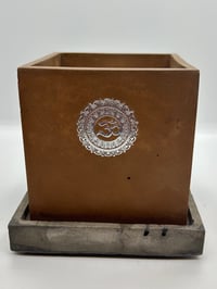 Image 1 of 3”x3” Cement Planter with Mismatched Drip Dish