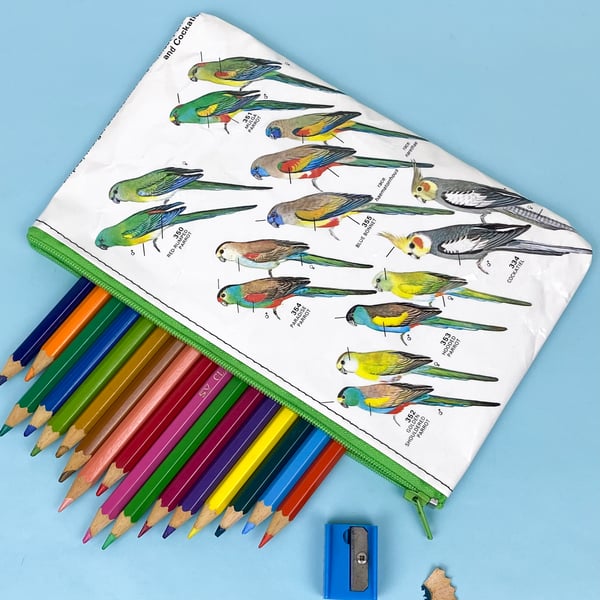 Image of Cockatiels and Parrots, Australian Bird Guide Book Page Pencil Case