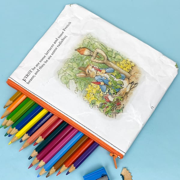 Image of Peter Rabbit, Mr McGregor’s Garden Book Page Pencil Case, Beatrix Potter