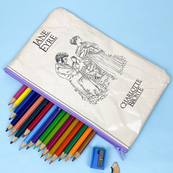 Image of Jane Eyre Book Page Pencil Case Purple 