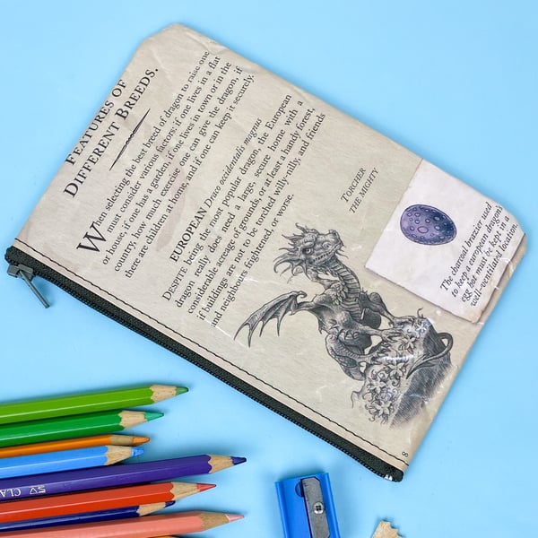 Image of Dragonology Book Page Pencil Case, Dragon Breeds