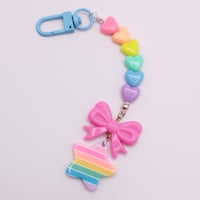 Image 1 of Pastel Rainbow Star Bow Keychain