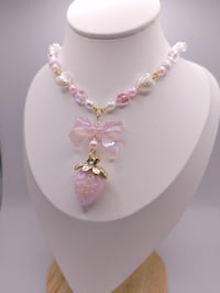 Image 7 of Pastel Strawberry Bow Necklace