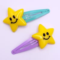 Image 1 of Big Smiley Star 2pc hair clip set