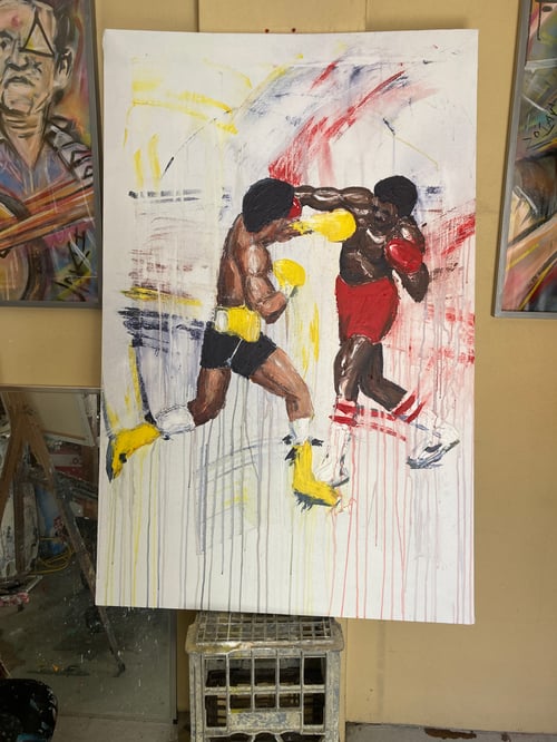 Image of Rocky vs Apollo original on canvas 