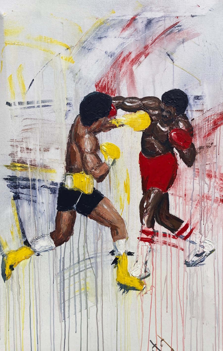 Image of Rocky vs Apollo original on canvas 