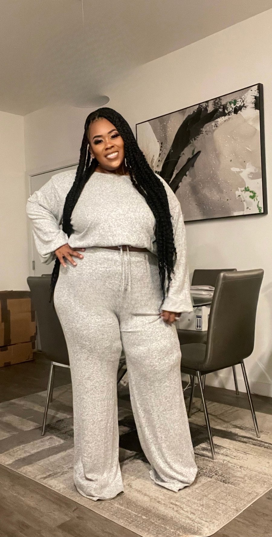 Image of 3PACK PLUS SIZE 2pc hacci/ribbed pants set