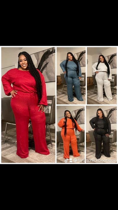 Image of 3PACK PLUS SIZE 2pc hacci/ribbed pants set