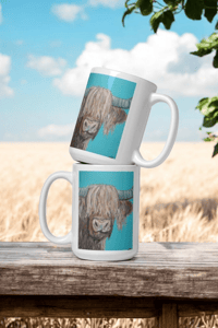 Image 3 of Highland Cow White glossy mug