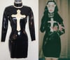 AMAZING VINTAGE SKIN TWO LATEX NUN DRESS w/ VEIL HEADPIECE