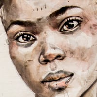 Image 3 of Original Painting "Fillette aux statuettes de jumeaux" - 50x73 cm