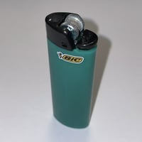 Image 2 of Refillable Bic Lighter • Emerald Green w/ Black Fork & Hood