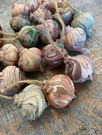 Image 5 of Hand Marbled wooden drop baubles // Mixed patterns and colours 