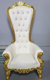 GOLD AND WHITE THRONE CHAIR 