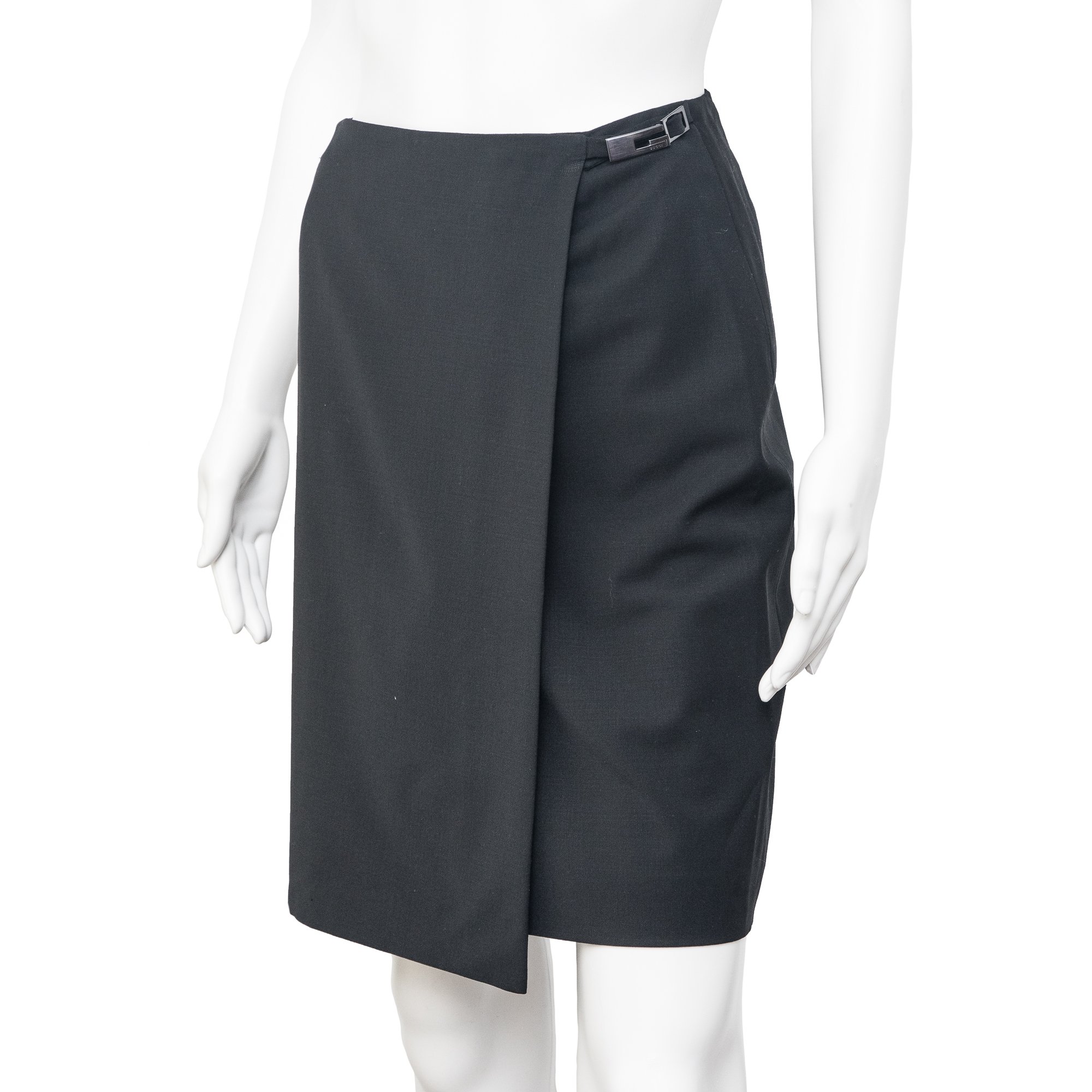 Image of Gucci by Tom Ford 1998 G Logo Buckle Wrap Skirt