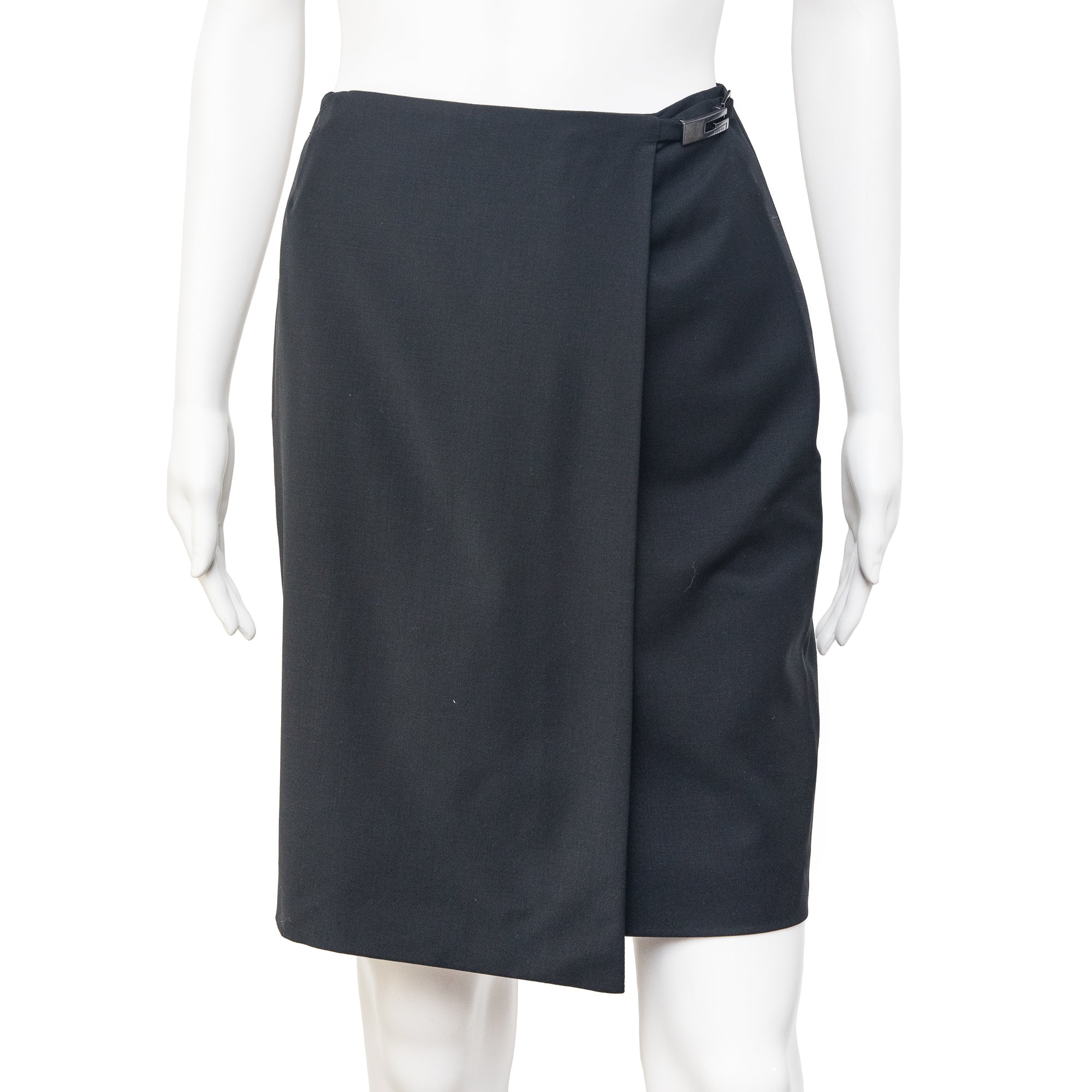 Image of Gucci by Tom Ford 1998 G Logo Buckle Wrap Skirt