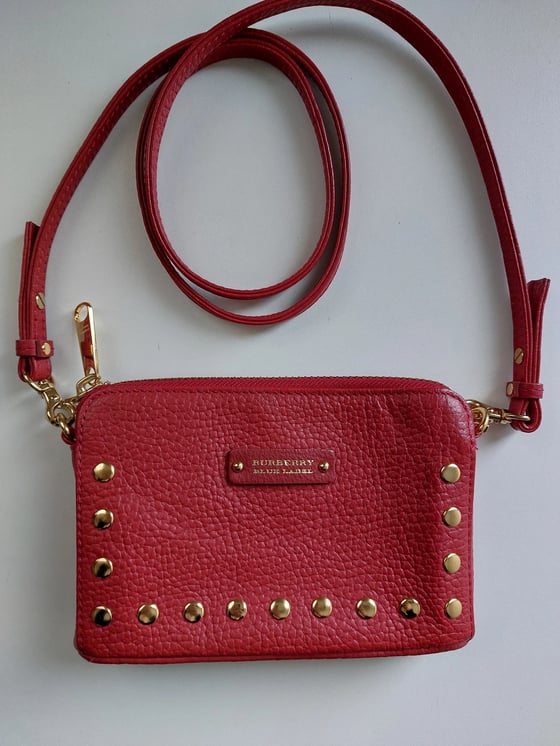 Image of Burberry mini red leather bag
