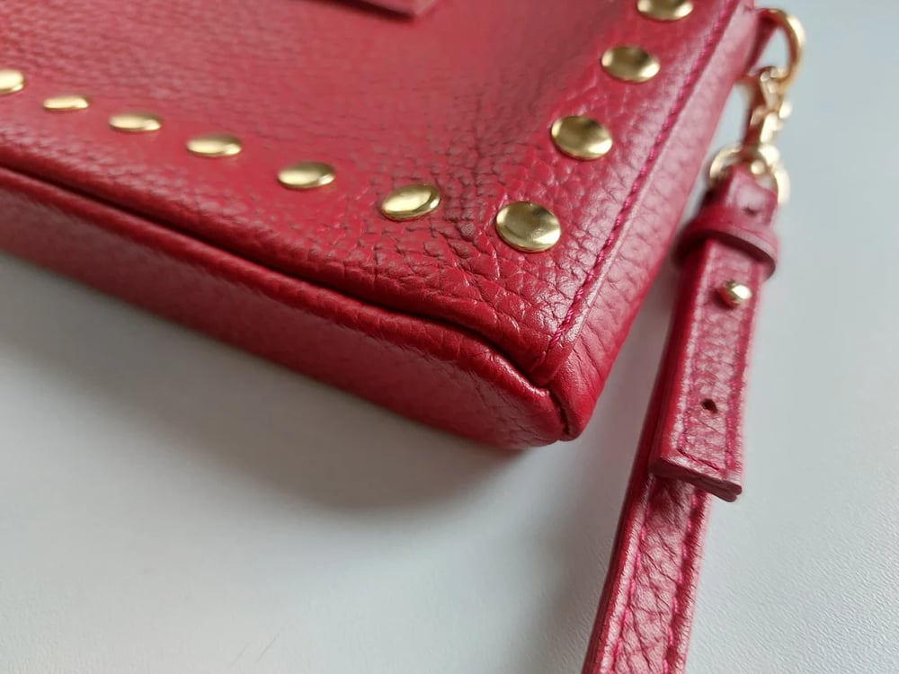 Image of Burberry mini red leather bag