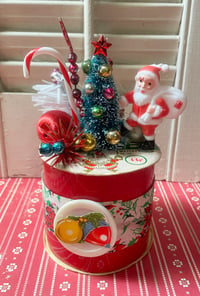 Vintage Christmas Ribbon Spool with Holiday Cheer