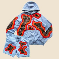 Image 1 of REWORKED NIKE TIGER CONTOUR SET HOODIE & SHORT PANTS SIZE M