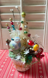 Very Vintage Tea Cup and Bird Christmas Decoration