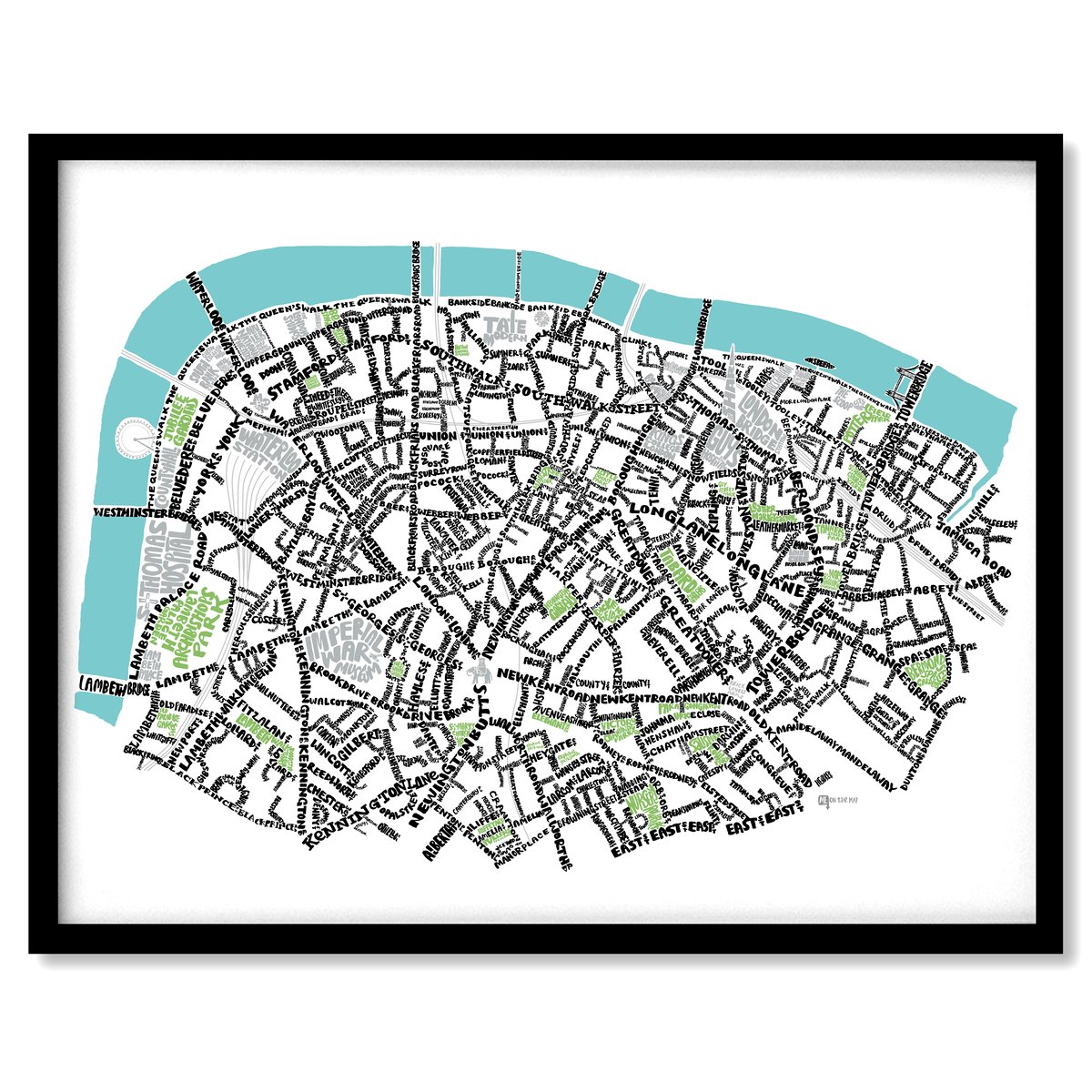 Image of South Bank London Type Map