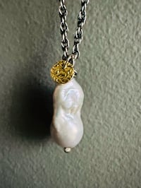 Image 2 of baroque pearl and 22k gold charm necklace by peaces of indigo