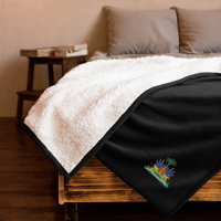 Image 4 of Patriotic Haiti Emblem Premium sherpa blanket [Dèyè Lakay]