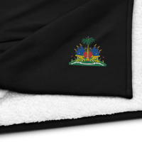 Image 1 of Patriotic Haiti Emblem Premium sherpa blanket [Dèyè Lakay]