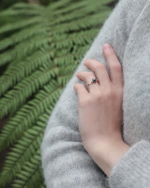 Image of Platinum, Hexagonal dark grey diamond Trilogy ring