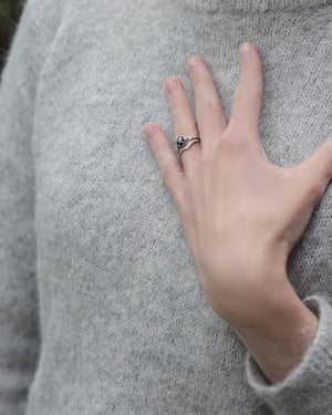 Image of Platinum, Hexagonal dark grey diamond Trilogy ring