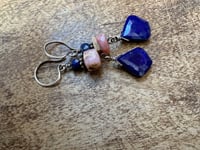 Image 3 of Lapis Lazuli and Rodhocrosite earrings 