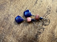 Image 4 of Lapis Lazuli and Rodhocrosite earrings 