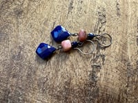 Image 6 of Lapis Lazuli and Rodhocrosite earrings 