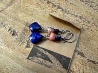 Image 14 of Lapis Lazuli and Rodhocrosite earrings 