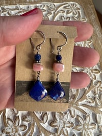 Image 16 of Lapis Lazuli and Rodhocrosite earrings 