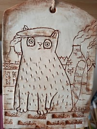 Image 3 of Handmade Ceramic Tile - Potteries Cat