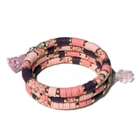 Image 2 of Memory Wire Heishi Bracelet/Heishi Polymer Clay Cuff Bracelet/Stack Bracelet by Lazy Hound Gifts