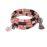 Image 4 of Memory Wire Heishi Bracelet/Heishi Polymer Clay Cuff Bracelet/Stack Bracelet by Lazy Hound Gifts