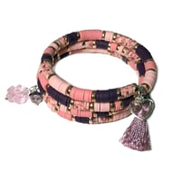Image 5 of Memory Wire Heishi Bracelet/Heishi Polymer Clay Cuff Bracelet/Stack Bracelet by Lazy Hound Gifts