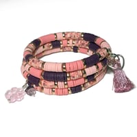 Image 6 of Memory Wire Heishi Bracelet/Heishi Polymer Clay Cuff Bracelet/Stack Bracelet by Lazy Hound Gifts