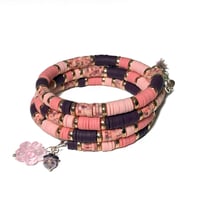 Image 1 of Memory Wire Heishi Bracelet/Heishi Polymer Clay Cuff Bracelet/Stack Bracelet by Lazy Hound Gifts