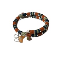 Image 1 of TERRA COTTA & TEAL Heishi Bracelet/Heishi Polymer Clay Bracelet/Stack Bracelet by Lazy Hound Gifts