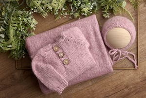 Image of Footed Romper and Bonnet Set - THISTLE