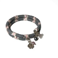 Image 2 of PINK & GRAY  Heishi Bracelet/Heishi Polymer Clay Bracelet/Stack Bracelet by Lazy Hound Gifts